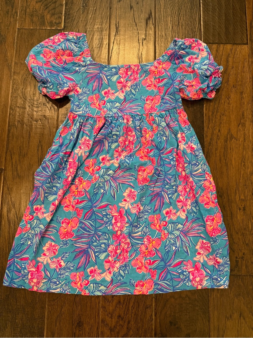 Girls Lilly Pulitzer Cumulus Blue Orchid Oasis puff sleeve dress size L (8-10)
